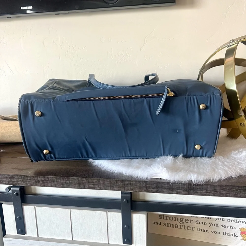 Freshly Picked Everyday Tote Diaper Bag Navy Blue Faux Leather Insulated Pocket